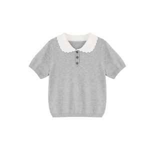 LEOHAPPY女童短袖2026春夏款儿童衬衫Polo针织娃娃衫大童t恤上衣
