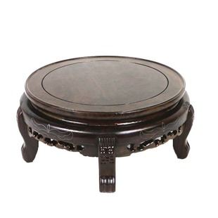 红木圆形花几花瓶盆景花架鱼缸落地置物架奇石石头实木底座花盆架