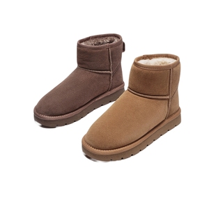 热风女鞋25冬新款女士加绒加厚休闲雪地靴短筒时尚棉鞋百搭面包鞋