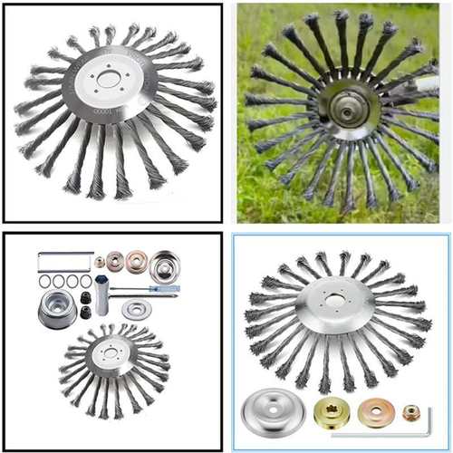 10寸割草机扭丝盘除草钢丝割草机草头轮刷打草钢丝打盘除草盘轮