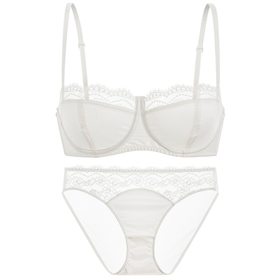 弗利少女缎面蕾丝半杯内衣法式