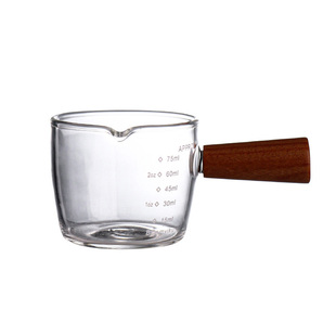 萃取浓缩咖啡杯小奶盅透明杯加厚玻璃杯刻度量杯家用牛奶杯倒奶罐