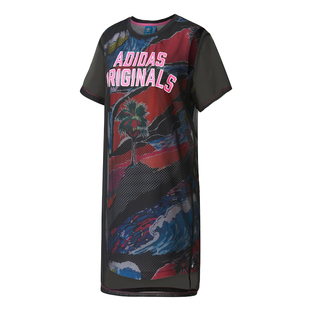 Adidas/阿迪达斯 三叶草夏季女子短袖雪纺连衣裙 BK1952