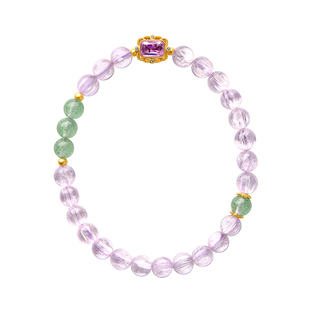 觉人原创天然梦幻拉丝猫眼紫锂辉手串嵌冰透紫水晶手链[梦中鸢尾]