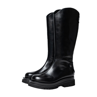 原创黑色小众马靴子男长靴全真皮厚底增高2025冬季加绒高筒骑士靴