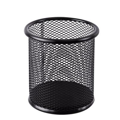 得力圆形金属网格笔筒大容量