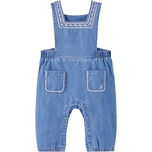 【商场同款】英氏童装女宝宝纯棉牛仔连体衣春季新品外出哈衣