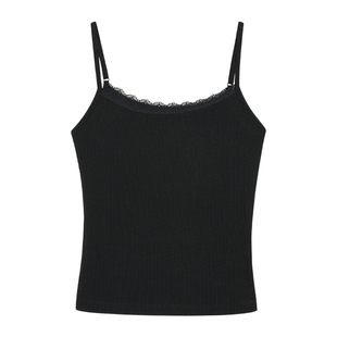 pusumede big美~白色蕾丝花边吊带背心女法式修身内搭短款上衣