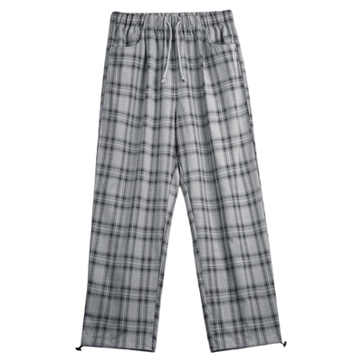 马登工装美式复古束脚阔腿格子裤