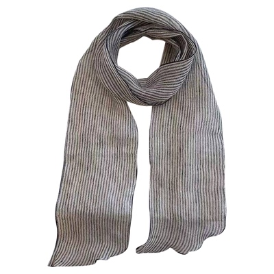复古文艺风条纹亚麻丝巾