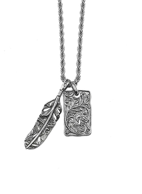 WHYBLUE鹰翎唐草纹项链国潮