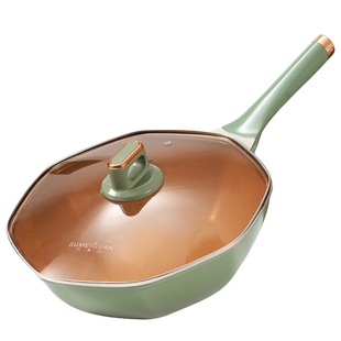 苏美冠麦饭石不粘锅炒锅家用炒菜锅八角平底锅电磁炉燃气灶通用款