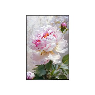 花开富贵入户玄关画正对门客厅走廊过道装饰画轻奢牡丹花挂画竖版