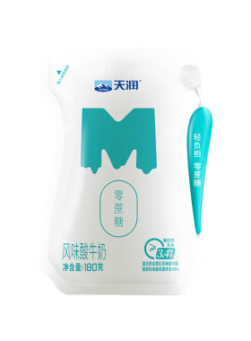 【新品】天润新疆低温原味零蔗糖袋装酸奶180g*12袋