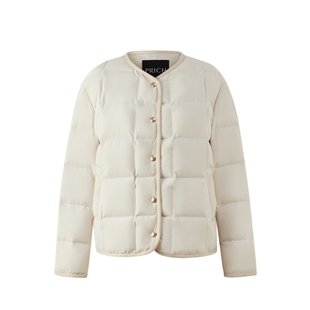 【90%鹅绒】PRICH时尚圆领格子轻盈保暖羽绒服冬季新款外套女