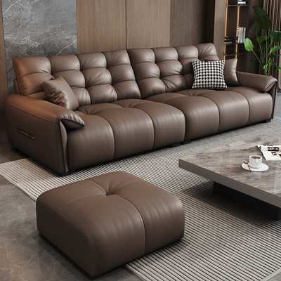 2025年新款大象耳朵真皮沙发客厅意式现代极简小户型头层牛皮沙发