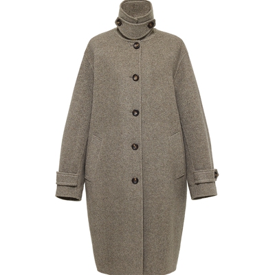 EP雅莹绵羊毛中长款翻领大衣