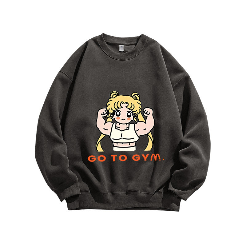 GYM美少女印花新款健身运动趣卫衣
