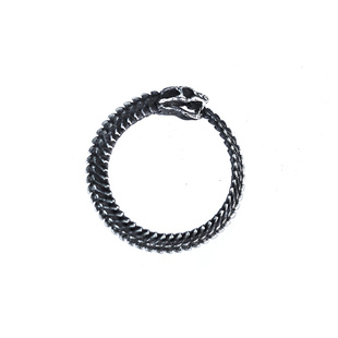 手午原创|纯银衔尾蛇戒指男亡灵骨骸蛇骨饰品蛇形戒指活口单身