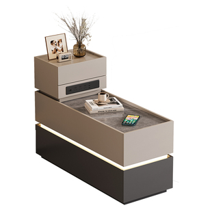 沙发边柜侧边柜客厅边几带插座实木轻奢高级感岩板茶几边桌小桌子