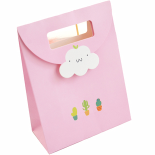 创意粘扣礼品袋 翻盖小卡通精美手提袋 纸袋儿童礼物袋口红礼袋小