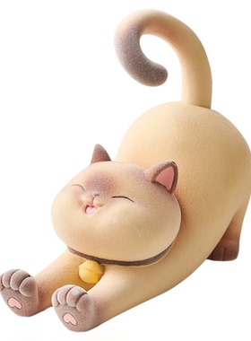 可爱暹罗猫手机支架桌面摆件轻奢高级感办公室工位装饰品圣诞礼物