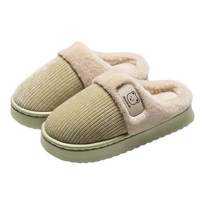 买一送一情侣棉拖鞋女冬季新款室内家居加绒保暖厚软底加绒棉拖女