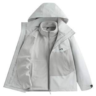 贵人鸟三合一冲锋上衣男女款秋冬季2025年新款大码工装夹克外套男