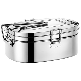 顺达大号特大号单层双层学生饭盒快餐盒便当盒不锈钢带盖圆形便携