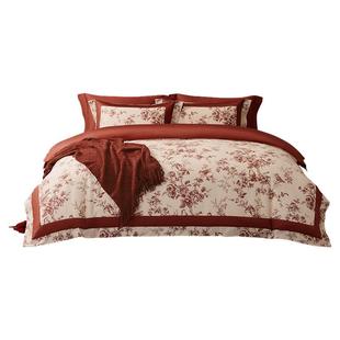 水星家纺60支长绒棉贡缎婚庆四件套新中式婚嫁套件结婚轻奢喜庆