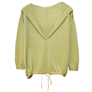 春夏季七分袖冰丝针织衫女开衫连帽防晒外套薄款宽松短款外搭披肩