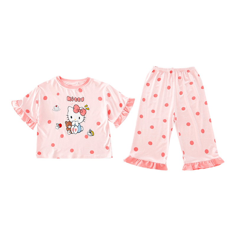 女童莫代尔夏季波点家居服套装
