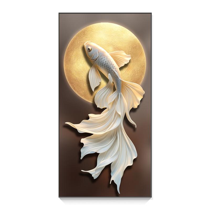 轻奢玄关装饰画锦鲤鱼挂画