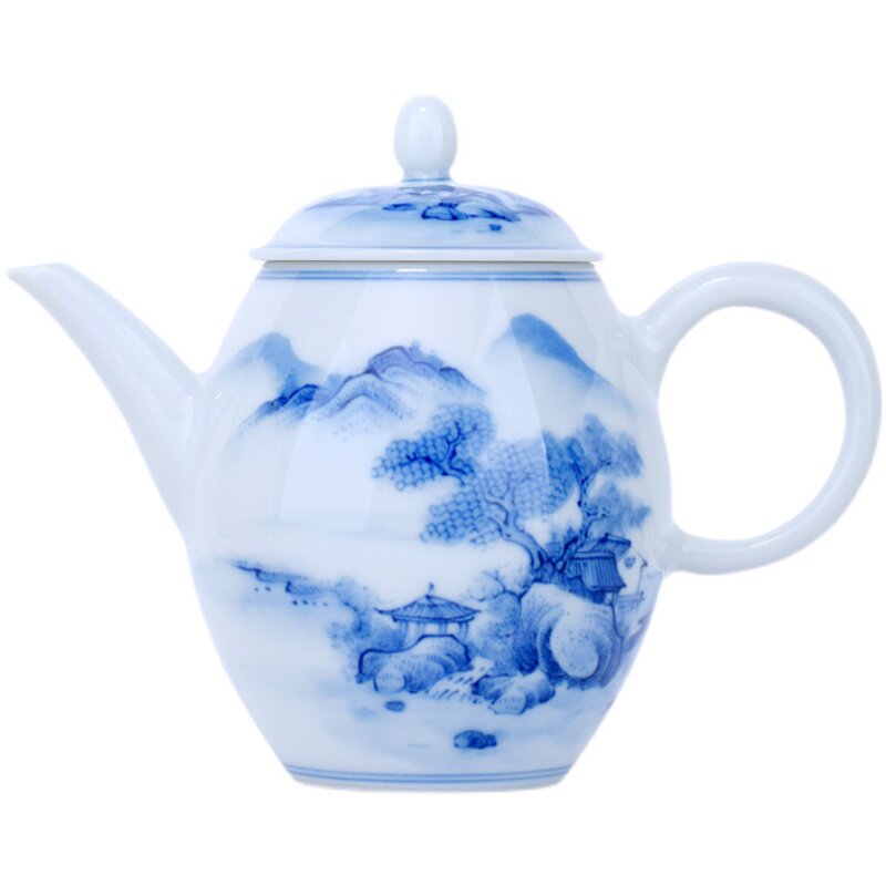 中式小茶壶复古青花瓷纯手绘