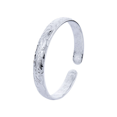 开口繁花似锦福字足银手镯送妈妈