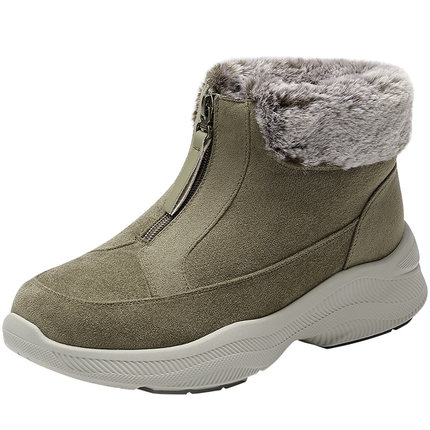 足力健雪地靴老人鞋女鞋冬季加绒保暖棉鞋妈妈鞋舒适轻便厚底靴子