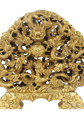 工艺纯铜家居客厅办公桌九龙戏珠