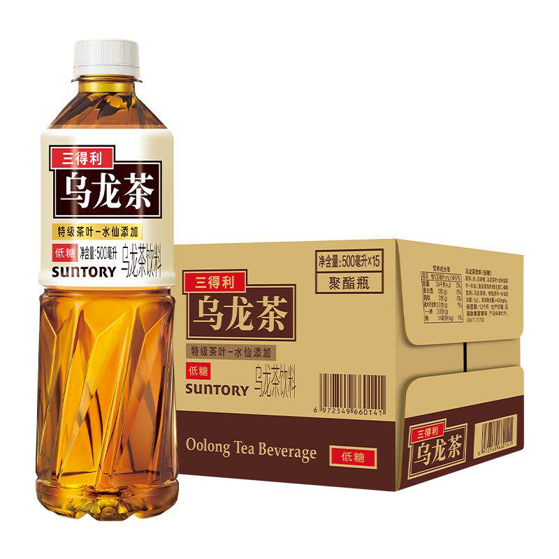 SUNTORY/三得利低糖乌龙茶饮料整箱500ml*15瓶口感清爽