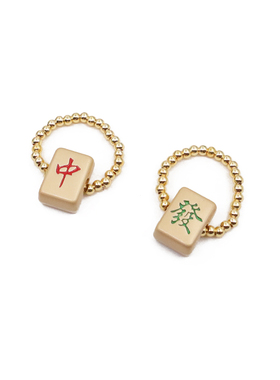 麻将发财红中趣味小众设计感戒指