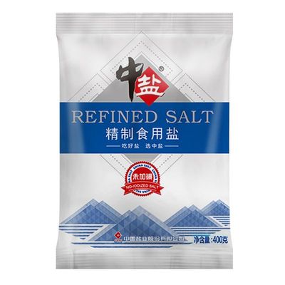 中盐无碘盐400g*6袋甲状腺不加碘食用盐家用精制盐调味料盐巴