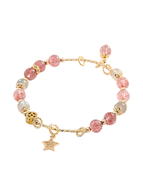 草莓晶手链轻奢小众高级感精致灰月光石转运珠手串女招财平安串珠