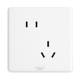 德力西开关插座奶油风面板一开五孔带开关空调16A墙壁开关86暗装