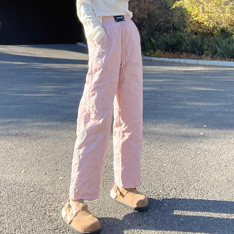 外穿羽绒裤女2025新款直筒宽松冬季网红欧货今年流行的爆款裤子潮