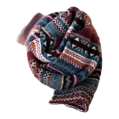 16支纯羊毛费尔岛花纹围巾