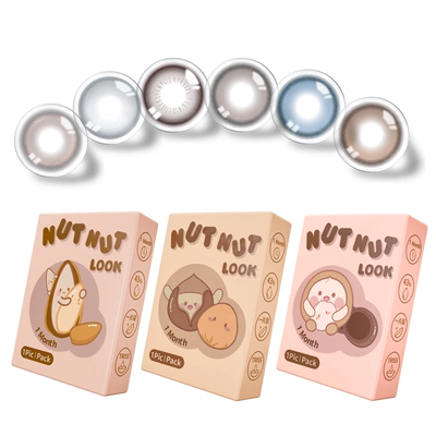 坚果力美瞳月抛坚韧泪光自然轻混血美瞳灰棕彩色隐形眼镜2片