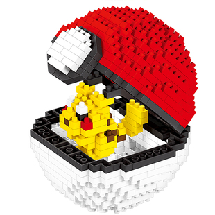 宝可梦精灵球微型小颗粒中国积木皮卡丘儿童拼装拼装益智玩具礼物