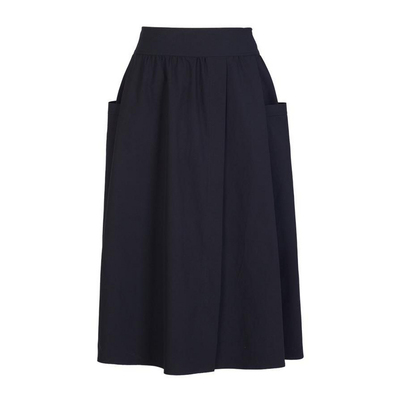 婉甸2026夏季新品黑色大口袋A版半身裙中长款高腰伞裙1252K04ST1