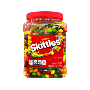 美国进口箭牌skittles彩虹糖软糖水果味1.53kg夹心巧克力豆零食