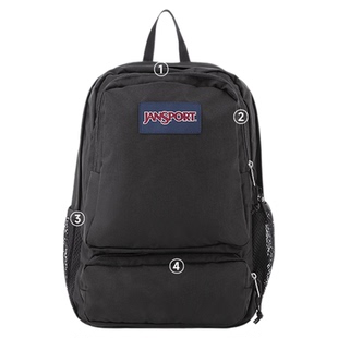 Jansport双肩包男女学生书包大容量旅游背包黑色轻便电脑包