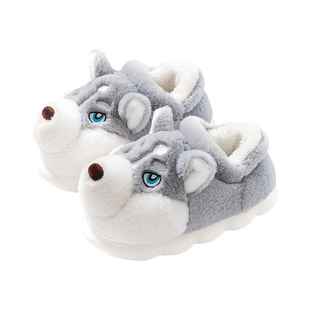 二哈棉拖鞋女冬季2025新款家居室内加绒保暖可爱毛绒情侣棉鞋外穿